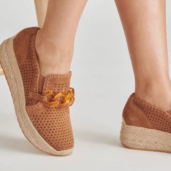 Dolce Vita Shoes - Dolce Vita Jhenee Leather Perforated Chunky Chain Espadrille Perf Women's sz 8.5